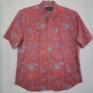 Reyn Spooner Reverse Print Red Blue Aloha Floral Tropical Classic Shirt Mens 2XL